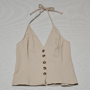 Anthropologie Elegant Cream Halter Top